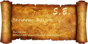 Strohner Bálint névjegykártya
